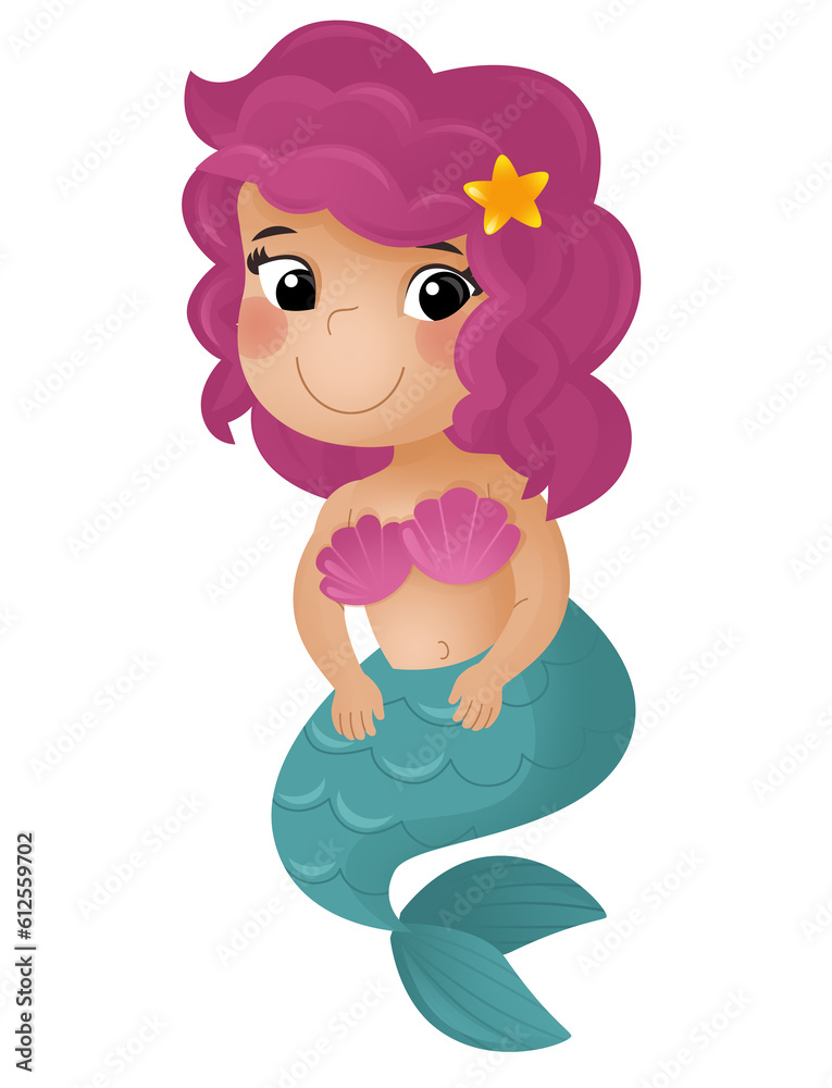 cartoon scene with happy young mermaid swimming isolated illustration for kids cartoon scene with happy young mermaid swimming isolated illustration for kids