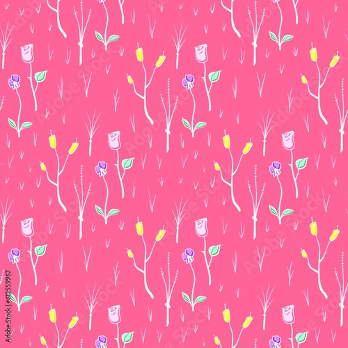 seamless pattern with pastel color flowers