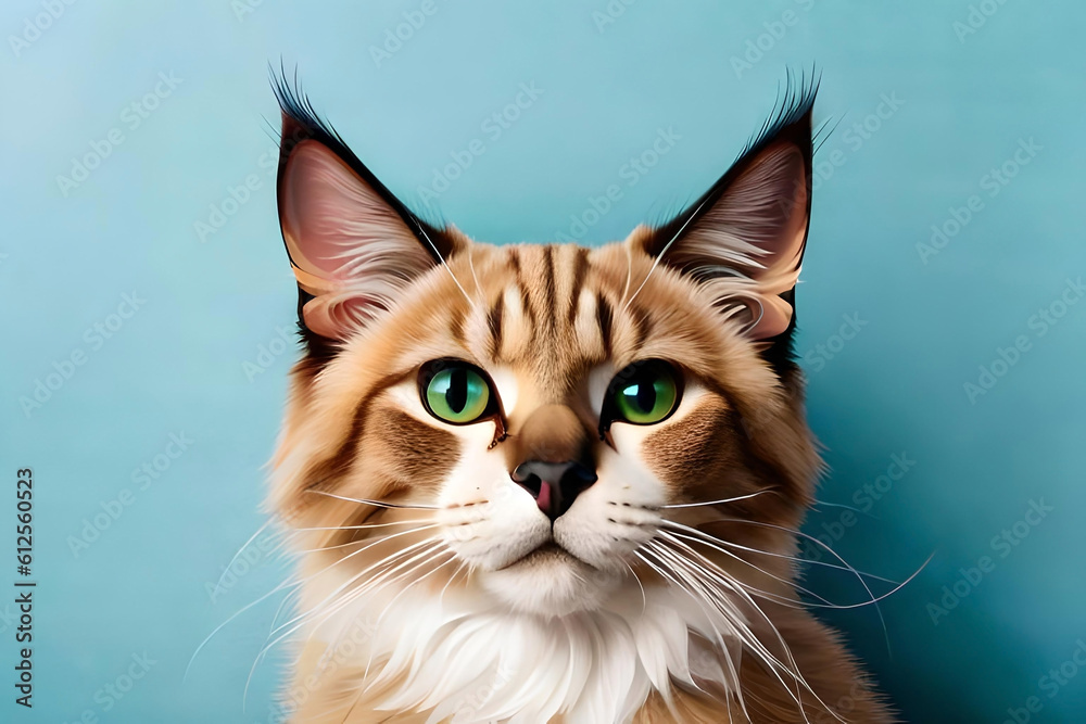 Balinese cat on light blue background Balinese cat on light blue background