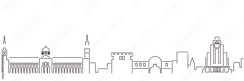 Damascus Dark Line Simple Minimalist Skyline With White Background