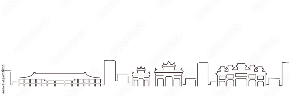 Fototapeta premium Zhuhai Dark Line Simple Minimalist Skyline With White Background