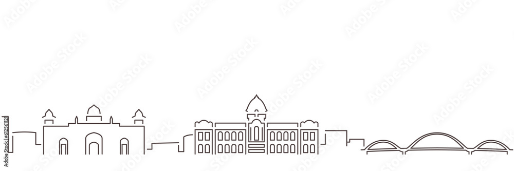 Dhaka Dark Line Simple Minimalist Skyline With White Background Dhaka Dark Line Simple Minimalist Skyline With White Background