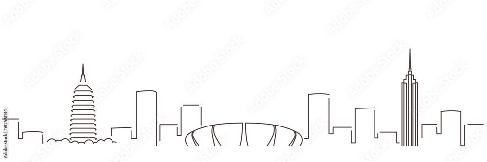 Changzhou Dark Line Simple Minimalist Skyline With White Background Changzhou Dark Line Simple Minimalist Skyline With White Background