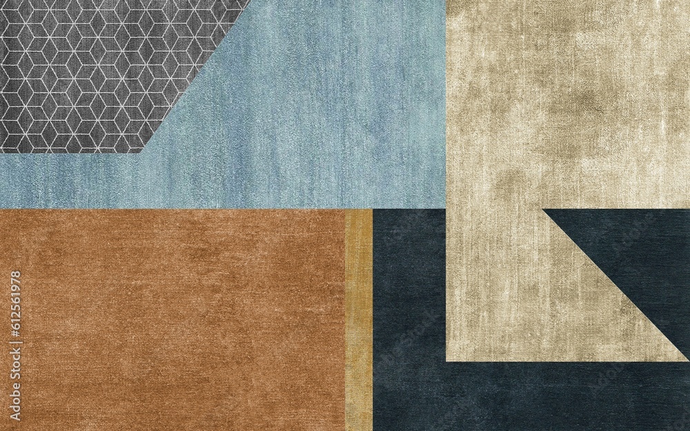 Fototapeta premium Illustration of abstract colorful shapes isolated on a carpet-textured background