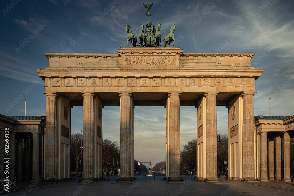 Beautiful front view of the Brandenburg Gate in Berlin