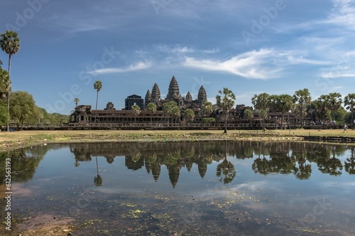 Beautiful shot of the Angkor Wat temple complex and the largest monument in Cambodia © Felix Garcia Vila/Wirestock Creators