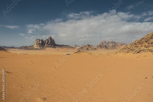 Beautiful shot of the Wadi Rum Desert during the day in Jordan