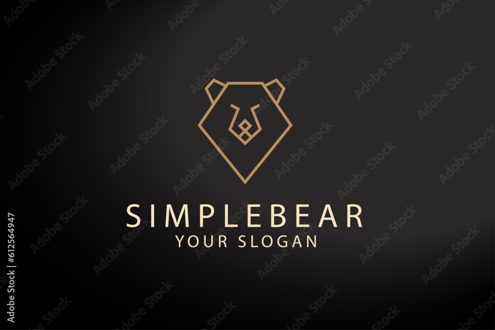 Simple bear  logo design stock vector black silhouette