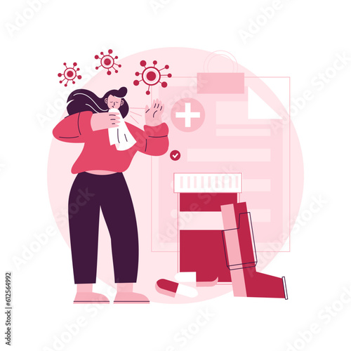 Allergic diseases abstract concept vector illustration. Atopic allergy, severe reaction, antihistamines therapy, allergic disease treatment, skin rash, dermatology clinic abstract metaphor.