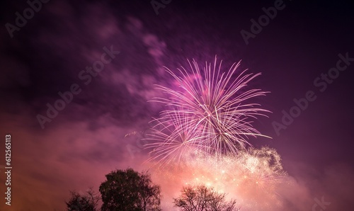 Beautiful shot of exploding colorful fireworks in a night sky over Heaton Park