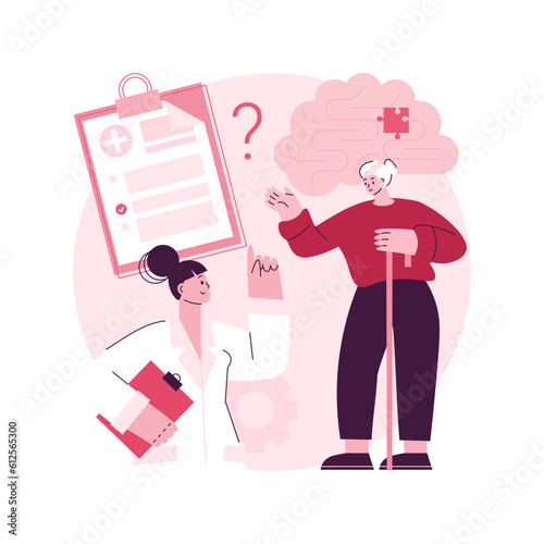 Alzheimer disease abstract concept vector illustration. Amnesia diagnosis, dementia, alzheimer treatment, degenerative disease, dotage problem, aged people illness, memory loss abstract metaphor.