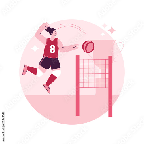 Volleyball abstract concept vector illustration. Beach volleyball competition, recreational sport, professional team, equipment, college tournament, watch world championship abstract metaphor.