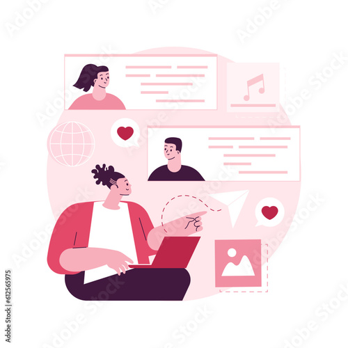 Internet forum abstract concept vector illustration. Internet communication, social media and network technology, chat message, forum topic, comments board, website page abstract metaphor.