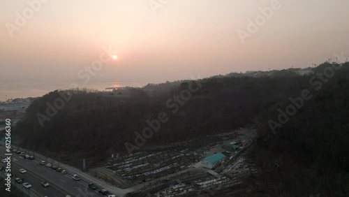 Beautiful Sunrise Over the Ocean at East Sea, South Korea photo