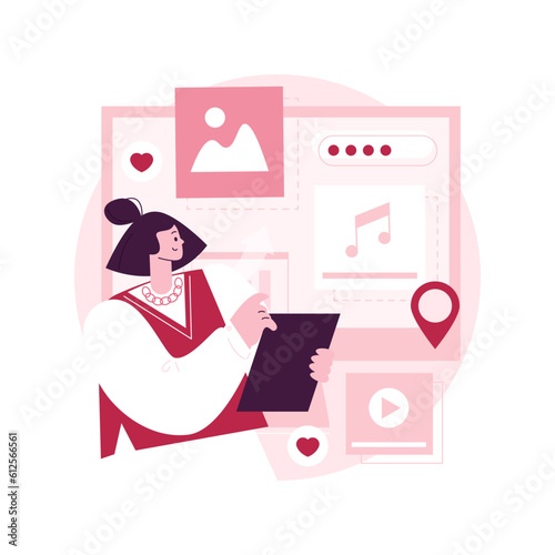 Content aggregator abstract concept vector illustration. Aggregator software, best media content in one place, selected texts for resale, aggregation tools, business model abstract metaphor.