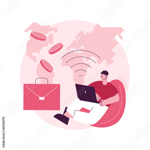 Freelance work abstract concept vector illustration. Freelancer job, remote work, online self-employment, freelance platform, available for hiring, independent web specialist abstract metaphor.