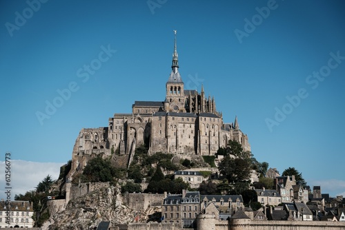 Mont-Saint-Michel Abbey under the clear sky in Normandy, France