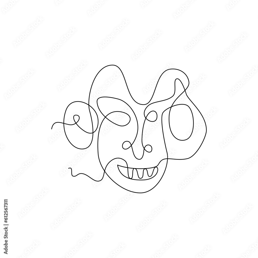 Fototapeta premium illustration of abstract face, one line art style. use for decoration, print or t-shirt design