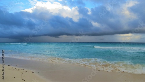 Beautiful shot of a seascape under the big white clouds © Yw86/Wirestock Creators