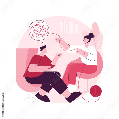 Psychotherapy abstract concept vector illustration. Non pharmacological intervention, verbal counseling, psychotherapy service, behavioral cognitive therapy, private session abstract metaphor.