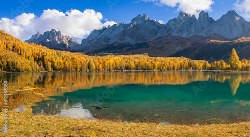 beautiful fairytale landscape in autumn in europe with a big lake
