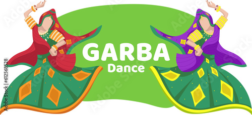 Vector of women celebrating Navratri Dandiya Garba Dance Festival