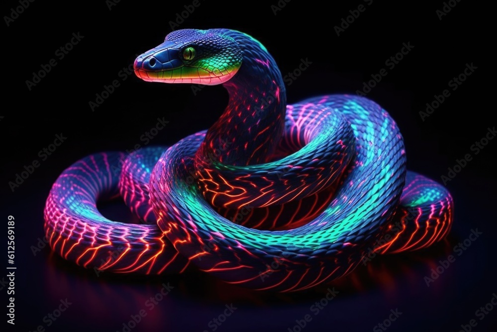 Animals, Joker, clown, panda or plants decorated with neon. Generative AI. Animals, Joker, clown, panda or plants decorated with neon. Generative AI.