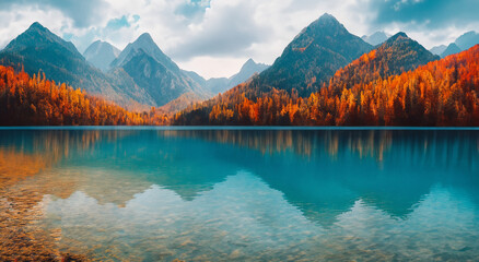 Glasbilder Natur beautiful fairy tale landscape in autumn  © Marco