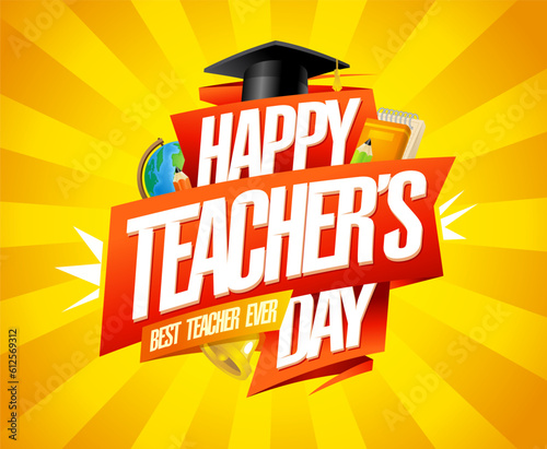 Happy Teacher's day card vector template