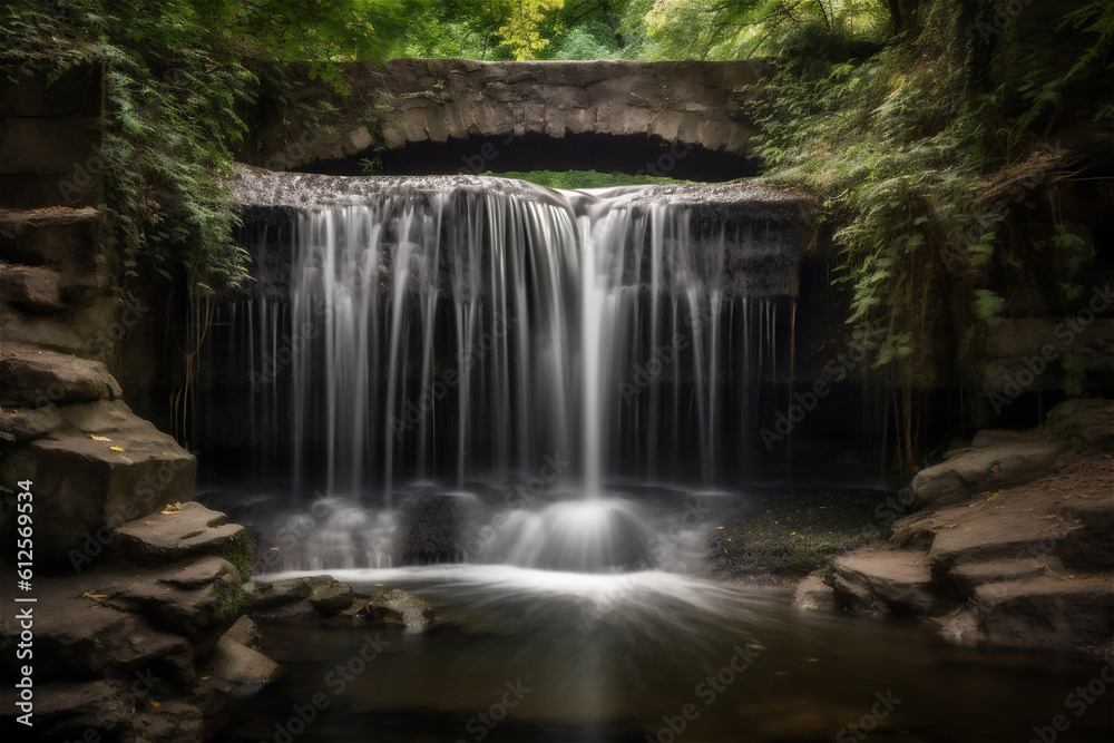 Obraz premium waterfall in the woods. AI generated content