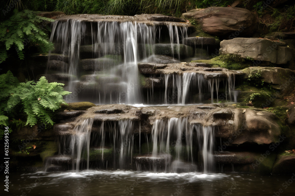 waterfall in the woods. AI generated content