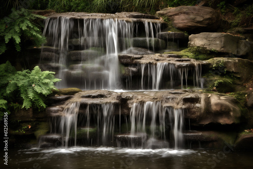 waterfall in the woods. AI generated content
