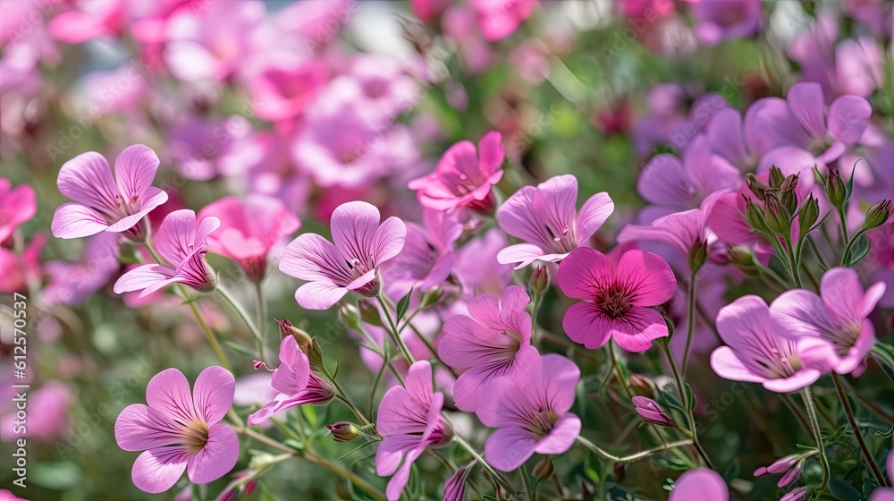 Beauty of Nature in Full Bloom: Pink Flowers in the Garden Background, Generative AI
