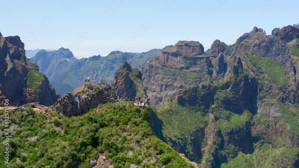 Drone view over Madeira Island's beautiful mountain landscape - slow motion Drone view over Madeira Island's beautiful mountain landscape - slow motion