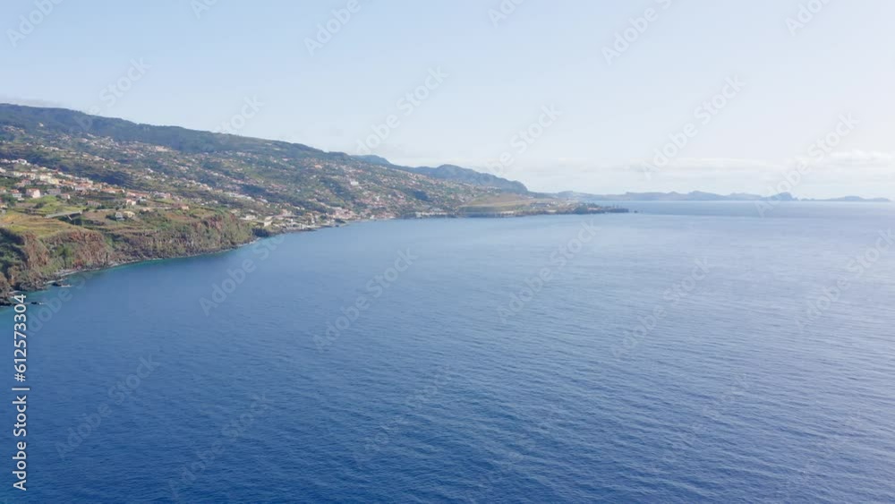 Aerial view of traditional houses on Beach in Santa Cruz, Portugal in Madeira Aerial view of traditional houses on Beach in Santa Cruz, Portugal in Madeira