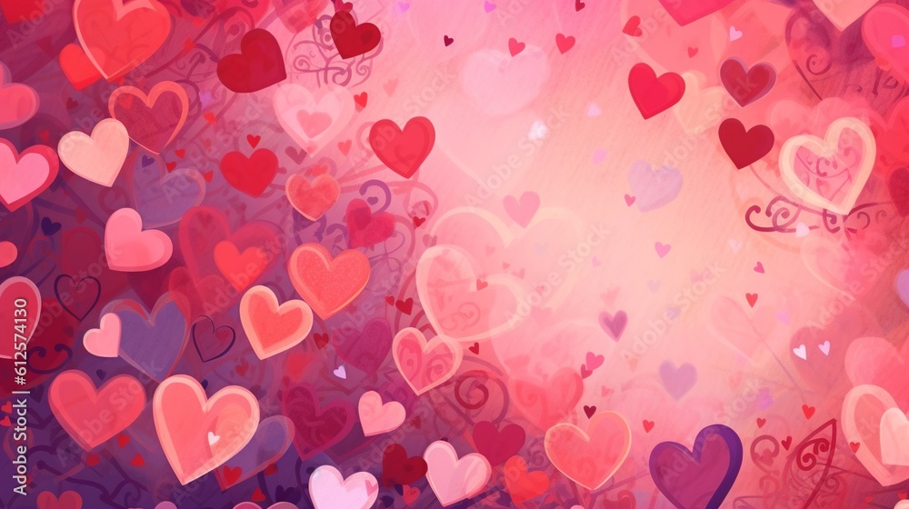 A beautiful background with red hearts. Love. Passion. Valentine Day, Romantic. Create with generative ai.