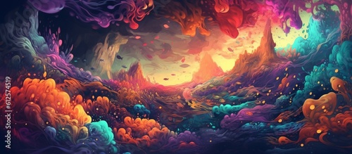 A beautiful colorful background. Fantasy context. Illusion. Happy. Dreammy  Wonderland. Create with generative ai.