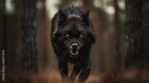 Angry Black Wolf made with Generative AI Technology 