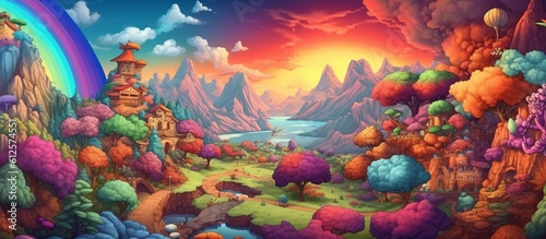 A beautiful colorful background. Fantasy context. Illusion. Happy. Dreammy, Wonderland. Create with generative ai.