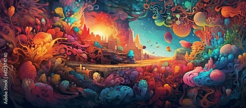 A beautiful colorful background. Fantasy context. Illusion. Happy. Dreammy, Wonderland. Create with generative ai.