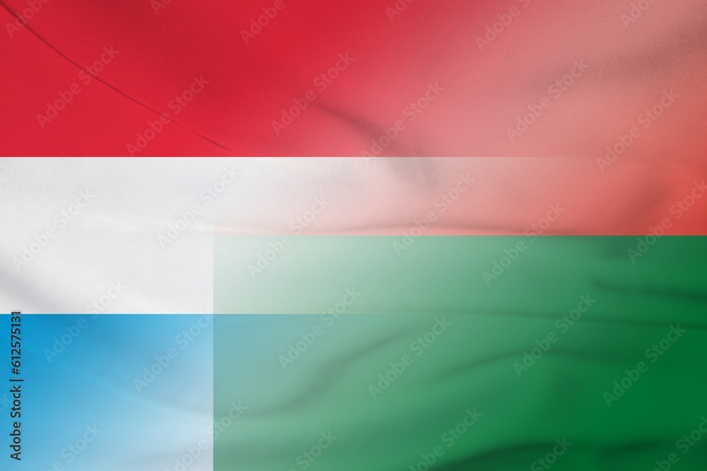 Fototapeta premium Luxembourg and Madagascar national flag transborder contract MDG LUX
