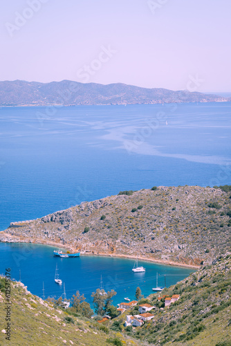 Top view of a small beach in Hydra a Greek island  © Karim