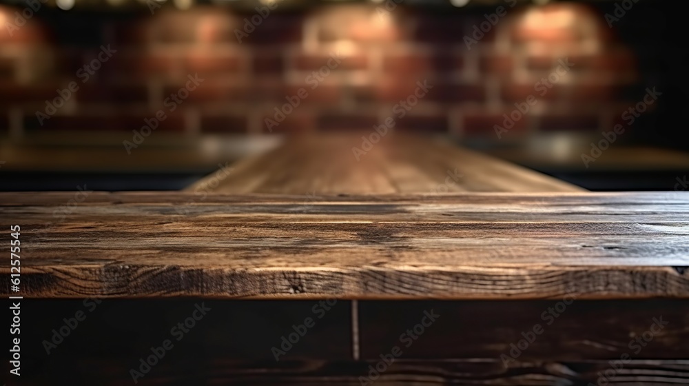 A empty wooden table podium product display showcase. Create with generative ai. A empty wooden table podium product display showcase. Create with generative ai.