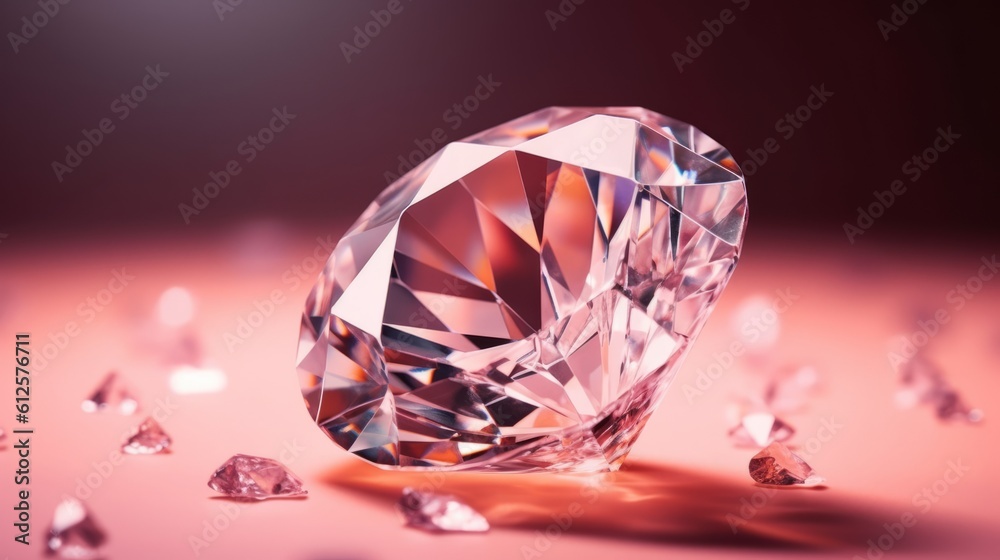 Diamond with tint on the pink background Created with Generative AI technology. Diamond with tint on the pink background Created with Generative AI technology.