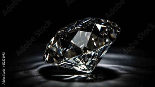 Diamond with tint on the black background Created with Generative AI technology.