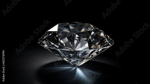 Diamond with tint on the black background Created with Generative AI technology.