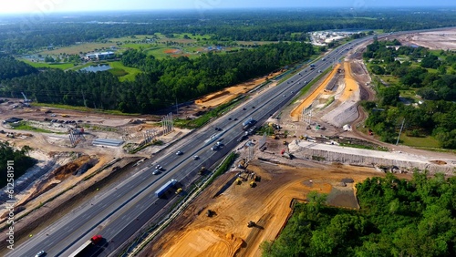 Drone shot of the Overpass Road Bridge Replacement and Upgrade in Wesley Chapel, Florida, USA
