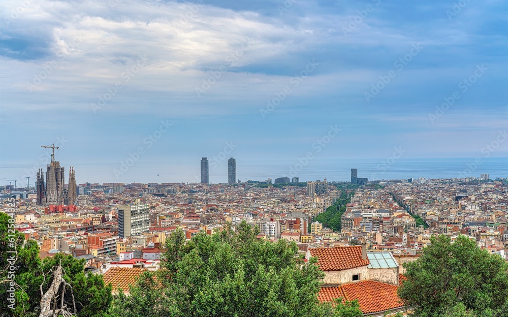 Beautiful view of the buildings and houses in Barcelona, Spain