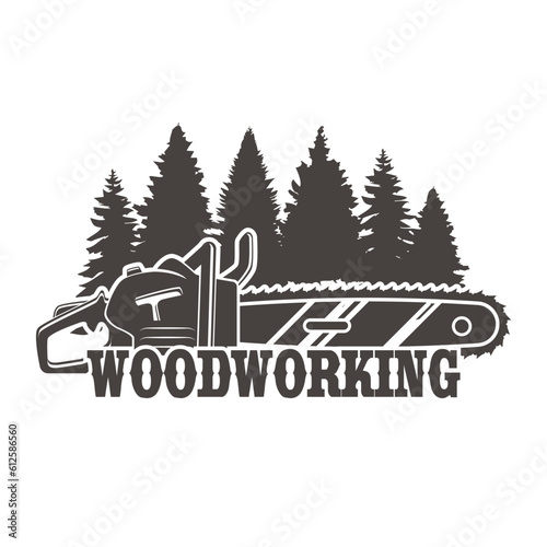 Woodworks Illustration Clip Art Design Shape. Sawchain Blade Wood Silhouette Icon Vector.