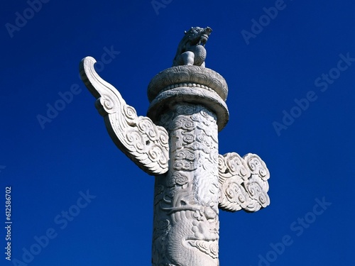 Huabiao ceremonial column against the blue sky photo